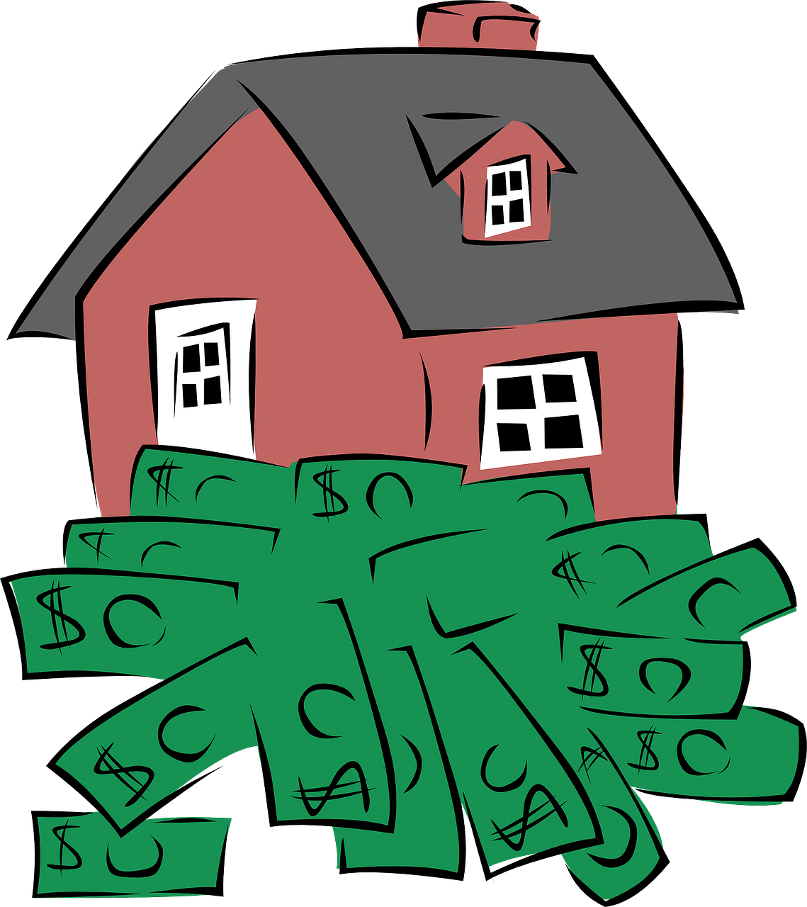 house with cash cartoon image